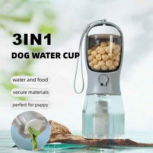 Three-in-One Dog Water Cup Portable Pet Drinking Food Garbage Bag Multi-functional Supplies - ClickNbuy