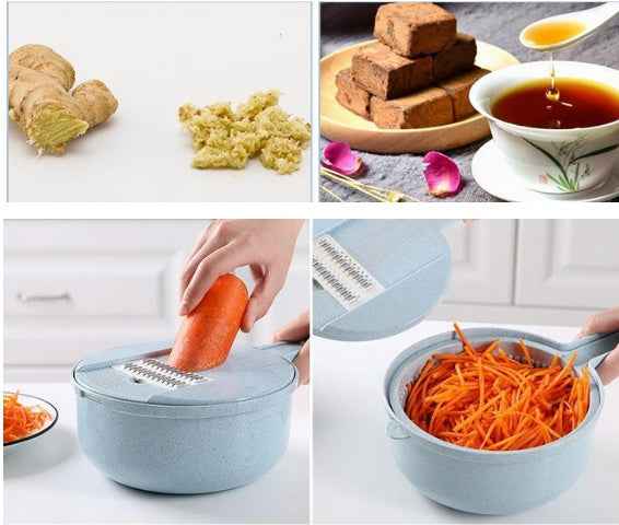 8 in 1 Mandoline Slicer Kitchen Accessories - Vegetable Slicer, Potato Peeler, Grater, and Strainer - ClickNbuy