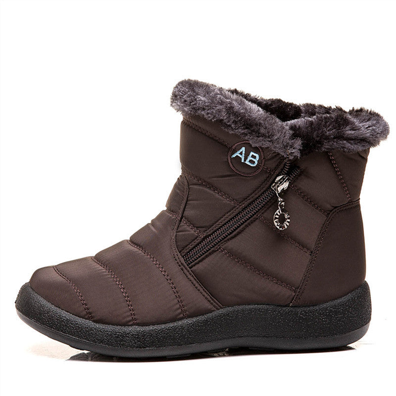 Warm Ladies Snow Boots, Women's Side Zipper Waterproof Cotton Boots - ClickNbuy