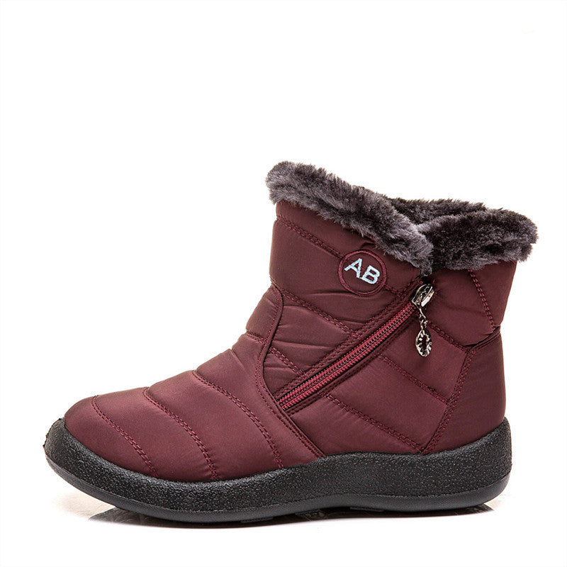 Warm Ladies Snow Boots, Women's Side Zipper Waterproof Cotton Boots - ClickNbuy