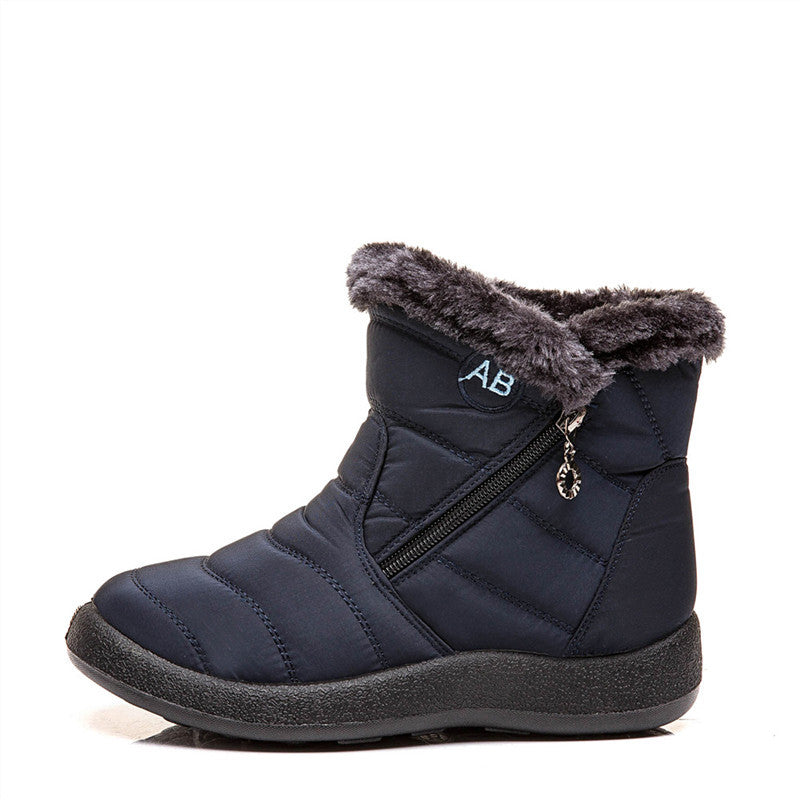 Warm Ladies Snow Boots, Women's Side Zipper Waterproof Cotton Boots - ClickNbuy