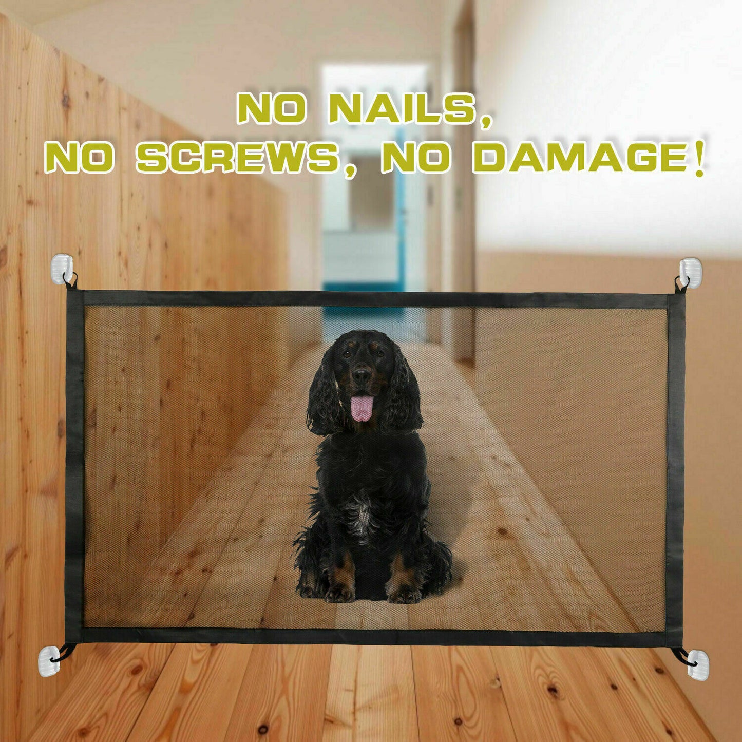 Pet Safety Gate for Dogs & Cats – Baby & Pet Mesh Barrier for Stairs, Doors, Hallways – Portable Magic Guard Fence Indoor/Outdoor