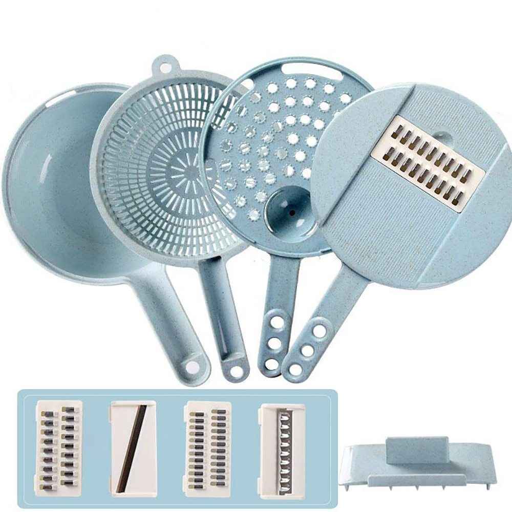 8 in 1 Mandoline Slicer Kitchen Accessories - Vegetable Slicer, Potato Peeler, Grater, and Strainer - ClickNbuy