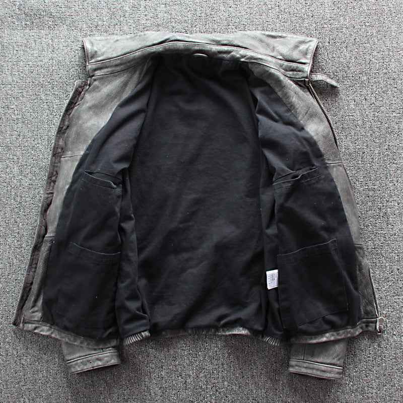 Men's Leather Motorcycle Jacket with Pocket for Business Wear and Casual Style - ClickNbuy