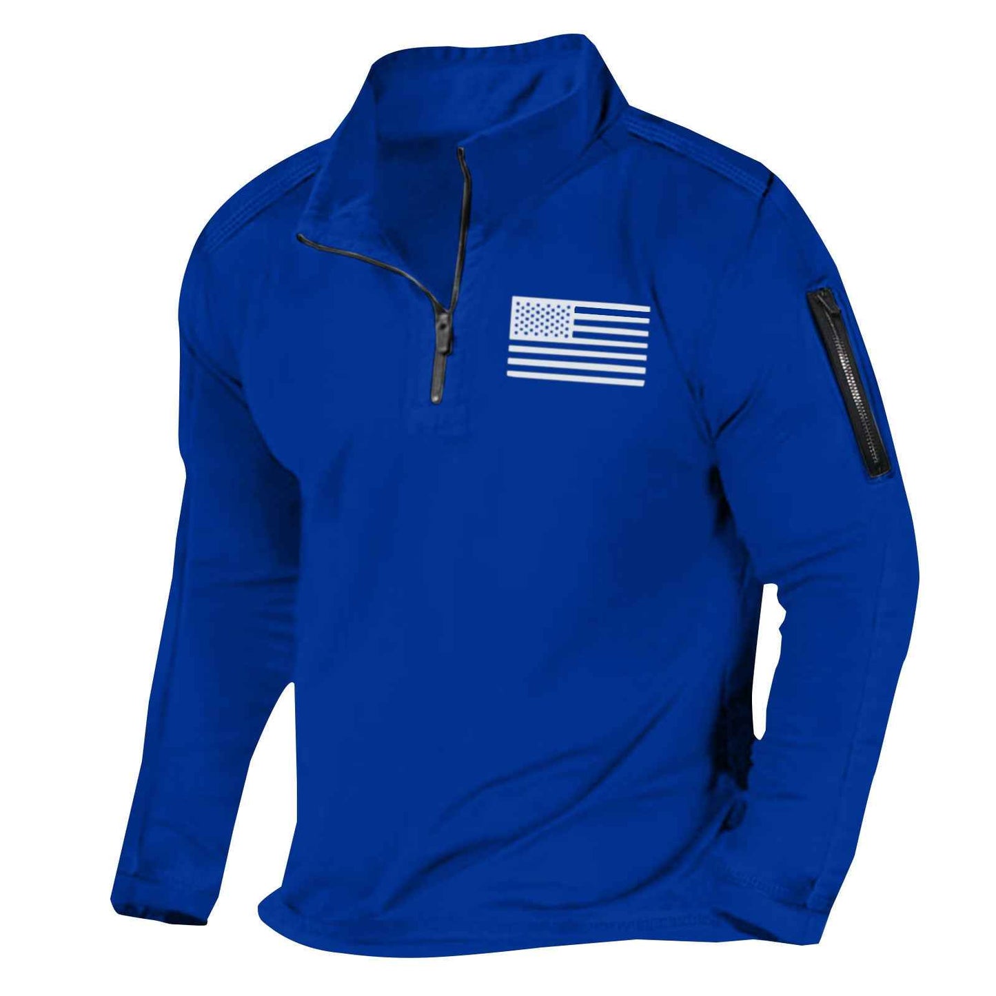 Men's Sports Sweater Zipped Stand Collar Long-sleeved Fashion Top - ClickNbuy
