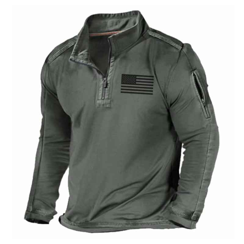 Men's Sports Sweater Zipped Stand Collar Long-sleeved Fashion Top - ClickNbuy