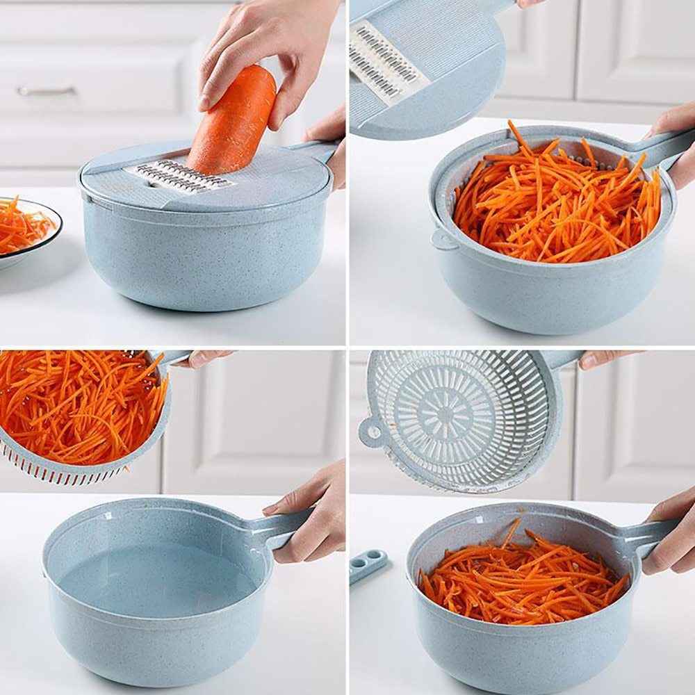 8 in 1 Mandoline Slicer Kitchen Accessories - Vegetable Slicer, Potato Peeler, Grater, and Strainer - ClickNbuy