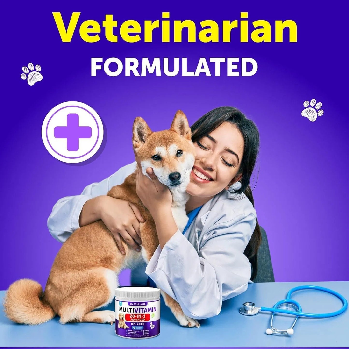 Dog Multivitamin Chews with Glucosamine - 20 in 1 Senior & Puppy Vitamins for Joint, Immune, Mobility, Gut, and Skin Health - 120 Chews