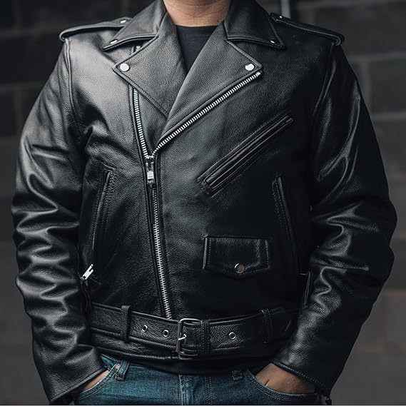 Men's Leather Motorcycle Jacket - Popular Motorcycle Leather Clothing for Men - ClickNbuy