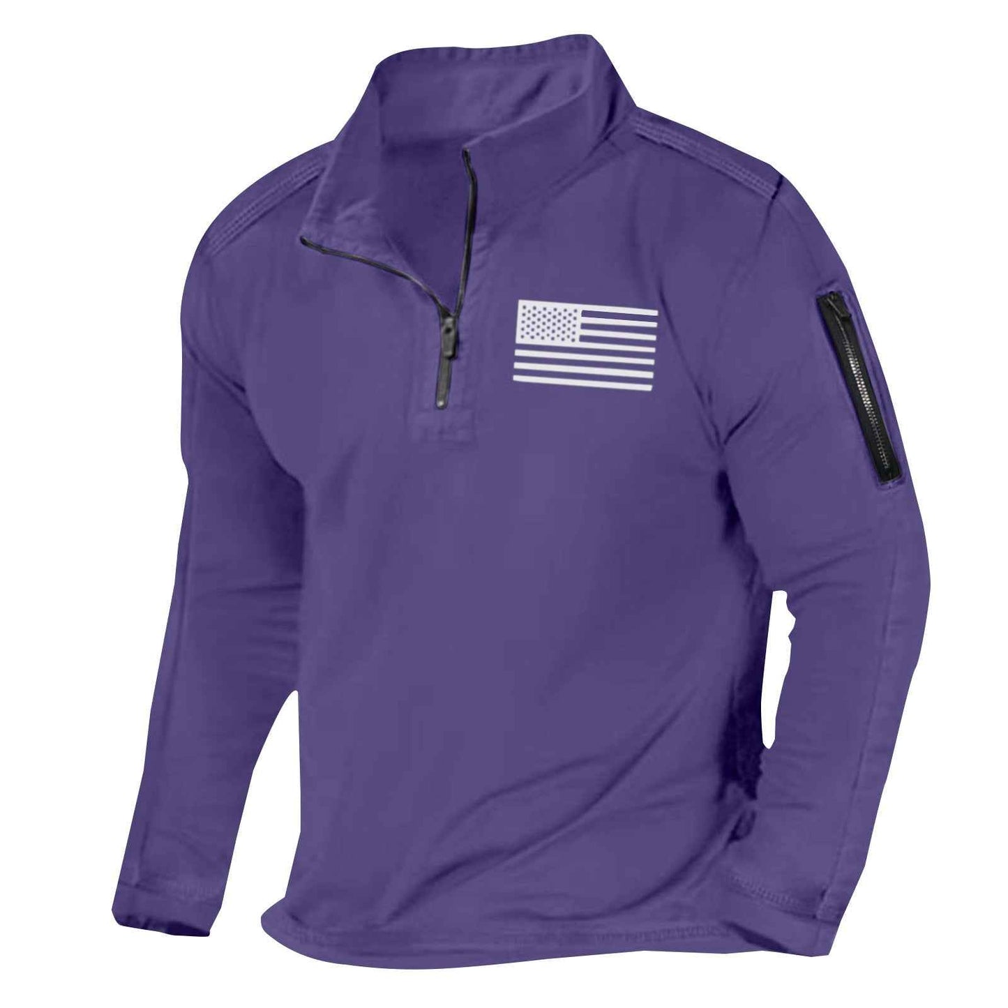 Men's Sports Sweater Zipped Stand Collar Long-sleeved Fashion Top - ClickNbuy