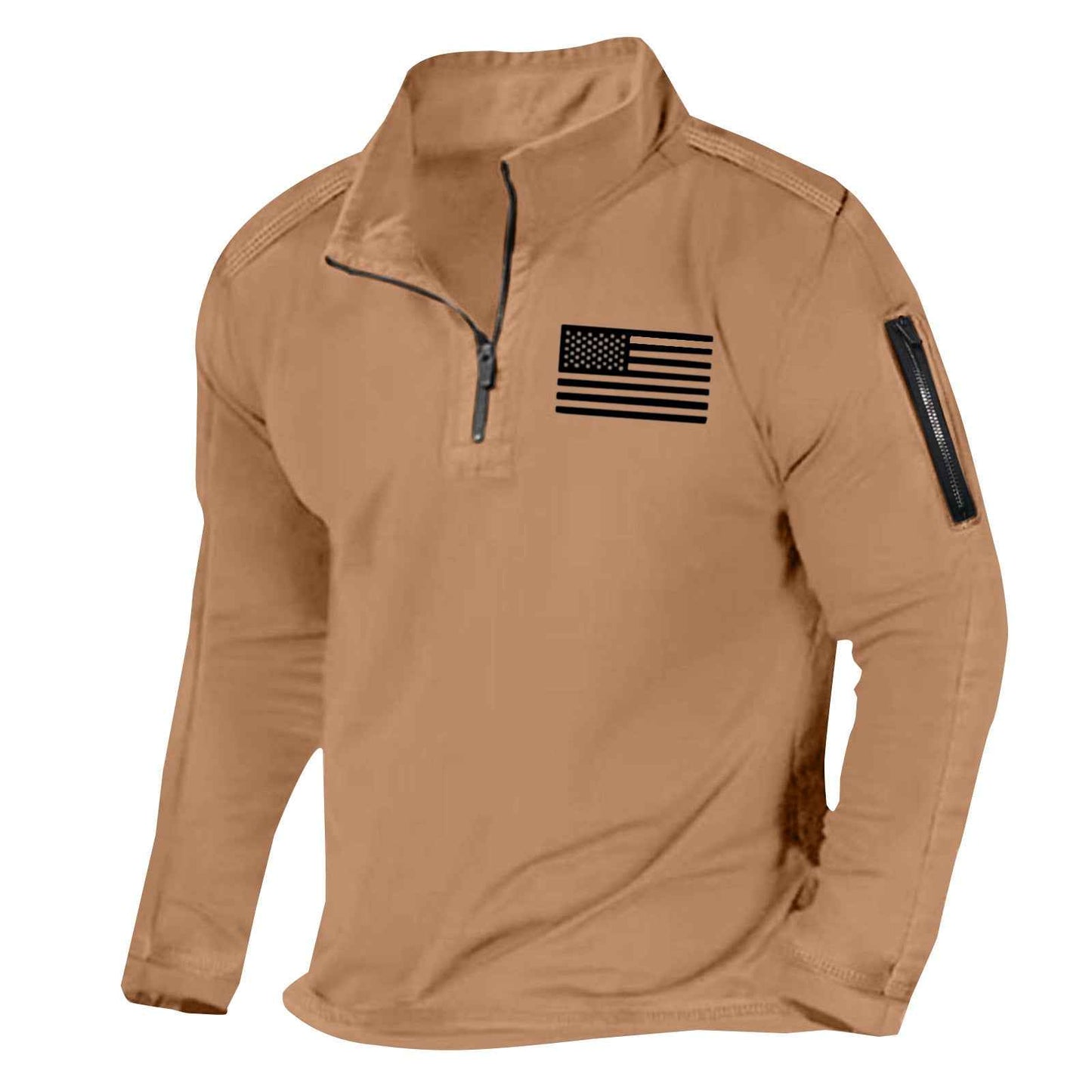 Men's Sports Sweater Zipped Stand Collar Long-sleeved Fashion Top - ClickNbuy