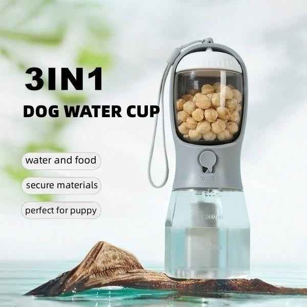 Three-in-One Dog Water Cup Portable Pet Drinking Food Garbage Bag Multi-functional Supplies - ClickNbuy