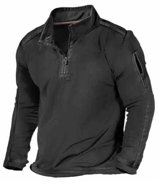 Men's Sports Sweater Zipped Stand Collar Long-sleeved Fashion Top - ClickNbuy