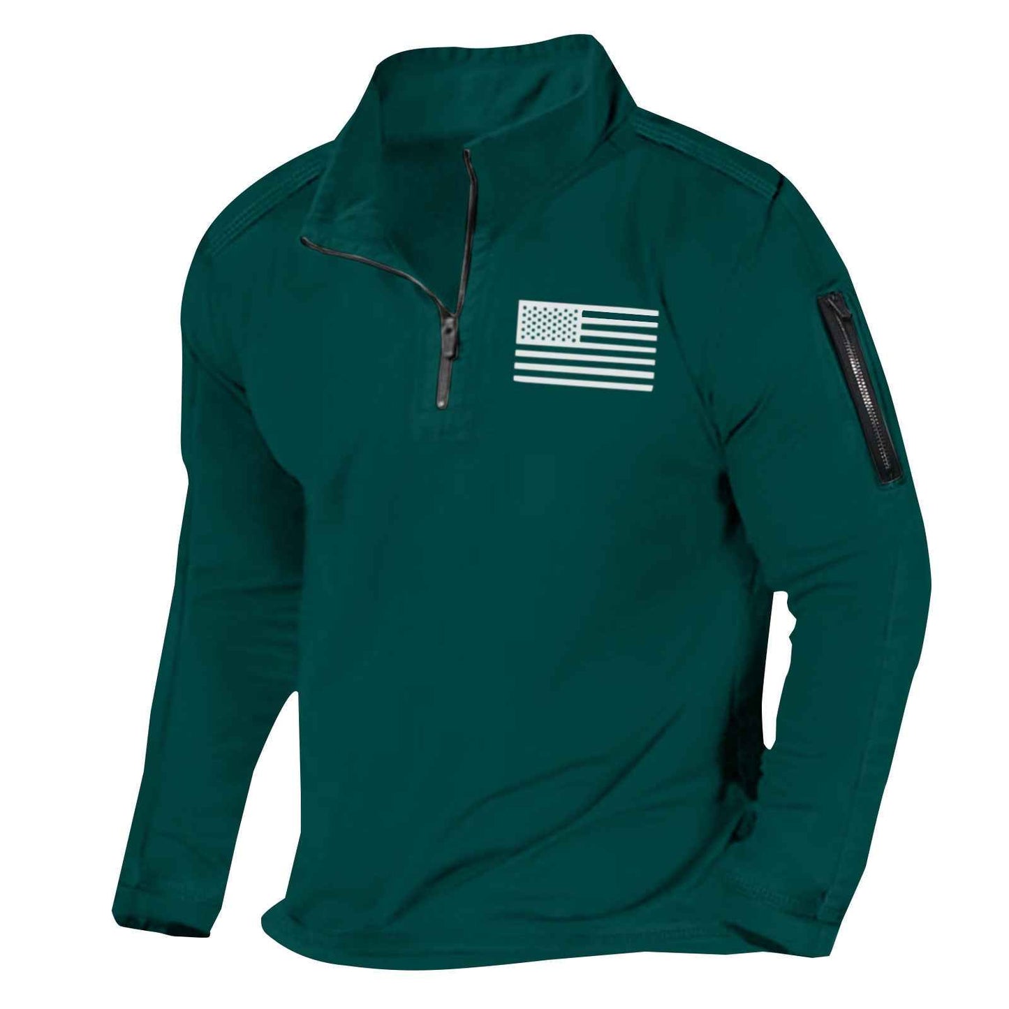 Men's Sports Sweater Zipped Stand Collar Long-sleeved Fashion Top - ClickNbuy