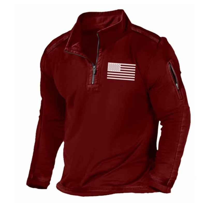 Men's Sports Sweater Zipped Stand Collar Long-sleeved Fashion Top - ClickNbuy