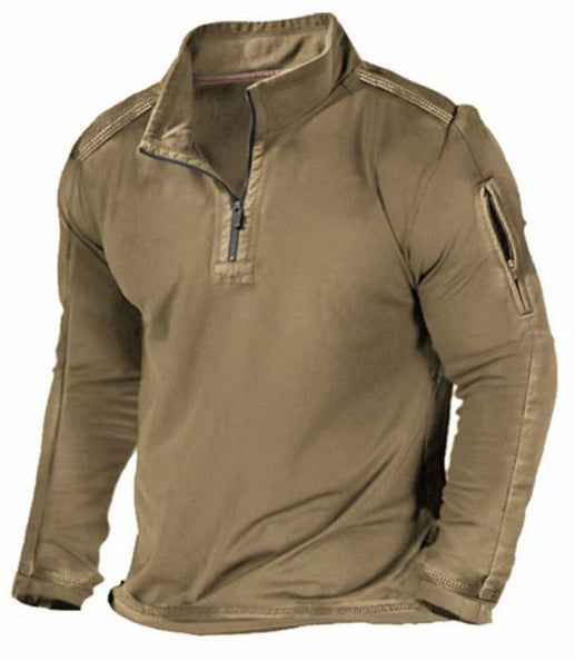 Men's Sports Sweater Zipped Stand Collar Long-sleeved Fashion Top - ClickNbuy