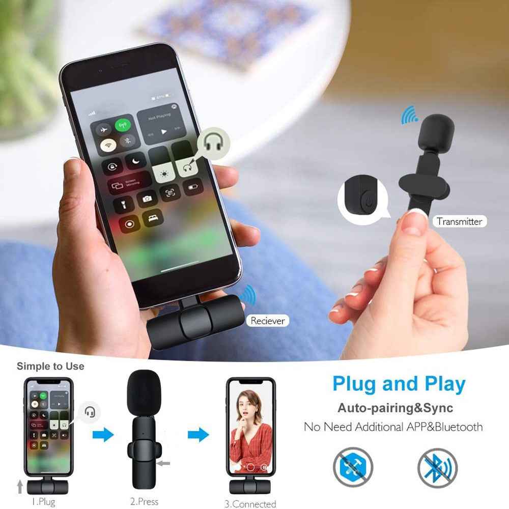 Wireless Lavalier Microphone for iPhone and Android - Portable Mini Mic with Long Battery Life for Audio Video Recording, Live Broadcast, and Gaming - ClickNbuy