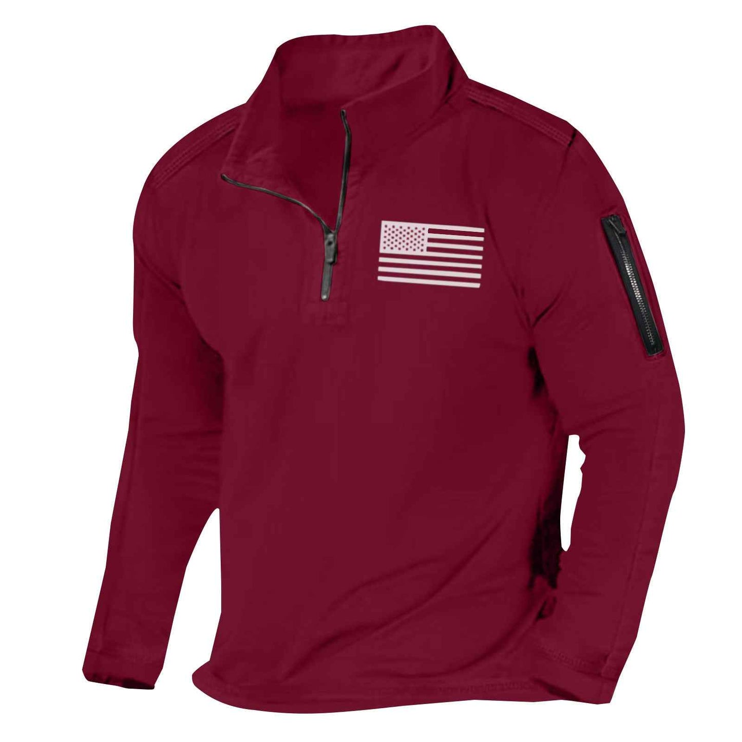 Men's Sports Sweater Zipped Stand Collar Long-sleeved Fashion Top - ClickNbuy