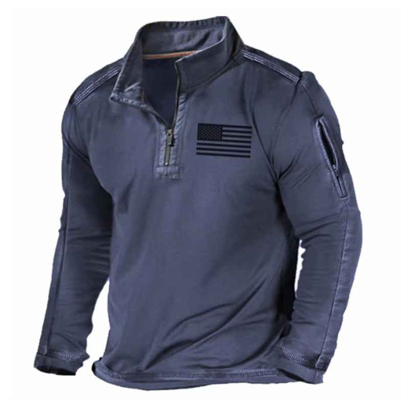 Men's Sports Sweater Zipped Stand Collar Long-sleeved Fashion Top - ClickNbuy
