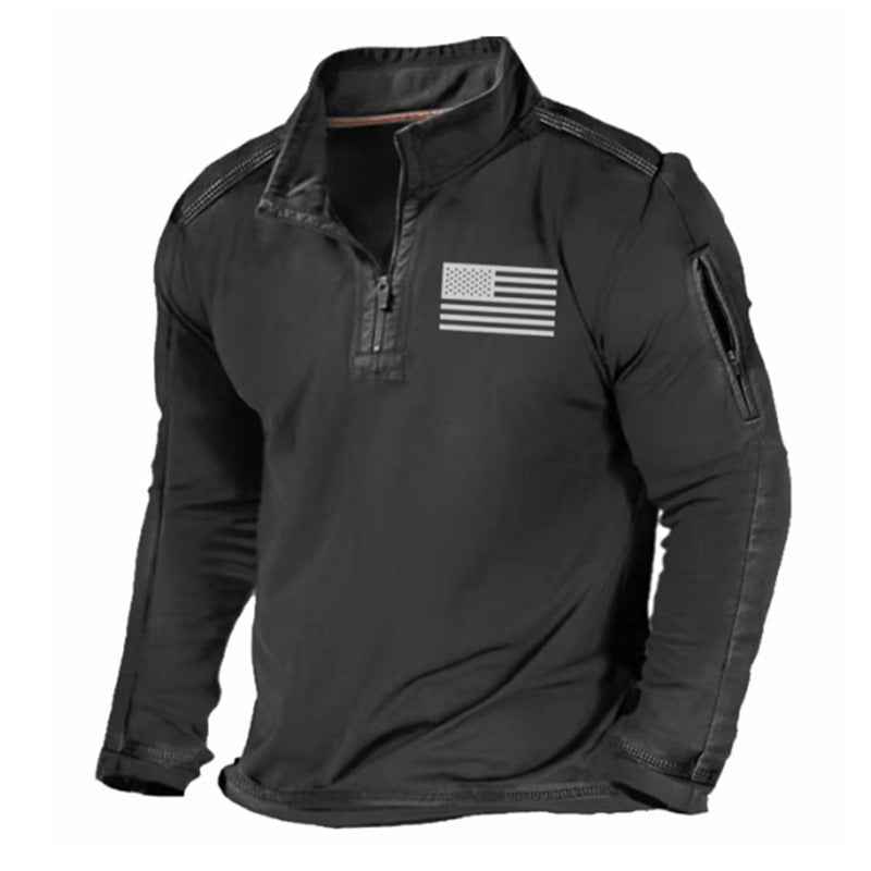 Men's Sports Sweater Zipped Stand Collar Long-sleeved Fashion Top - ClickNbuy