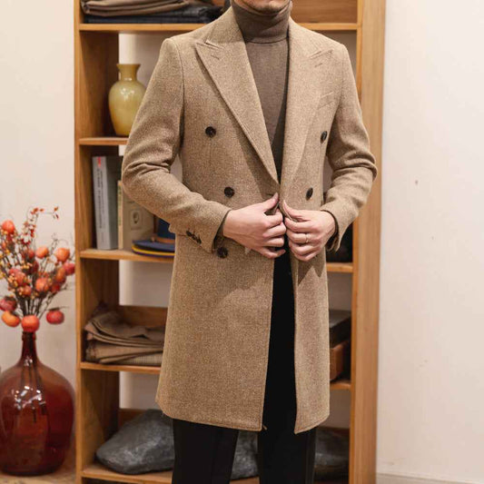 Brown Wool Double Breasted Jacket for Stylish Warmth and Comfort - ClickNbuy