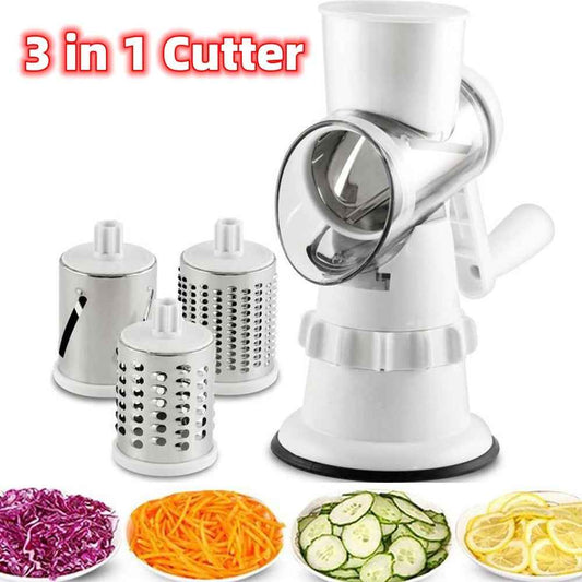 3 In 1 Vegetable Slicer Kitchen Gadgets Manual Grater for Vegetable Cutter Round Chopper Mandolin Shredder Potato Home Kitchen Supplies - ClickNbuy