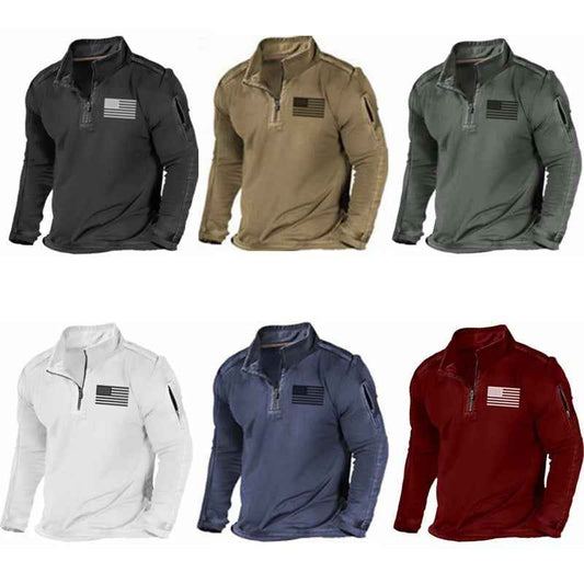 Men's Sports Sweater Zipped Stand Collar Long-sleeved Fashion Top - ClickNbuy