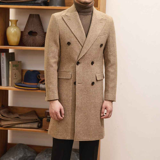 Brown Wool Double Breasted Jacket for Stylish Warmth and Comfort - ClickNbuy